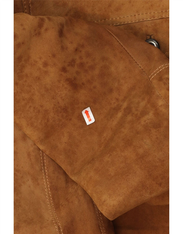 Винтажная мужская замшевая куртка-бомбер UK 38, средний коричневый цвет