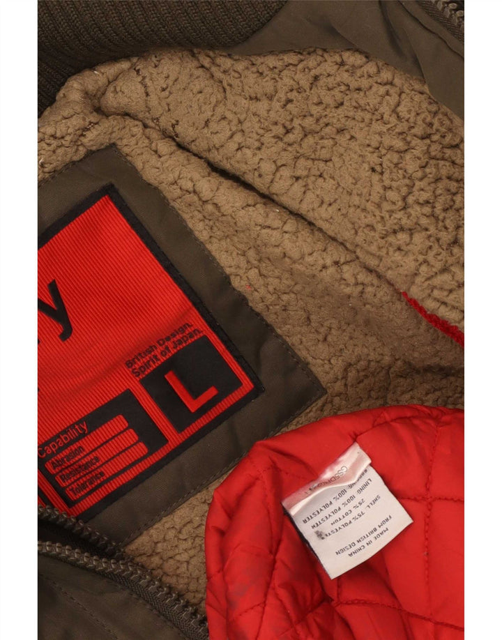 Женская парка Superdry с капюшоном UK 40, большая, коричневая, полиэстер