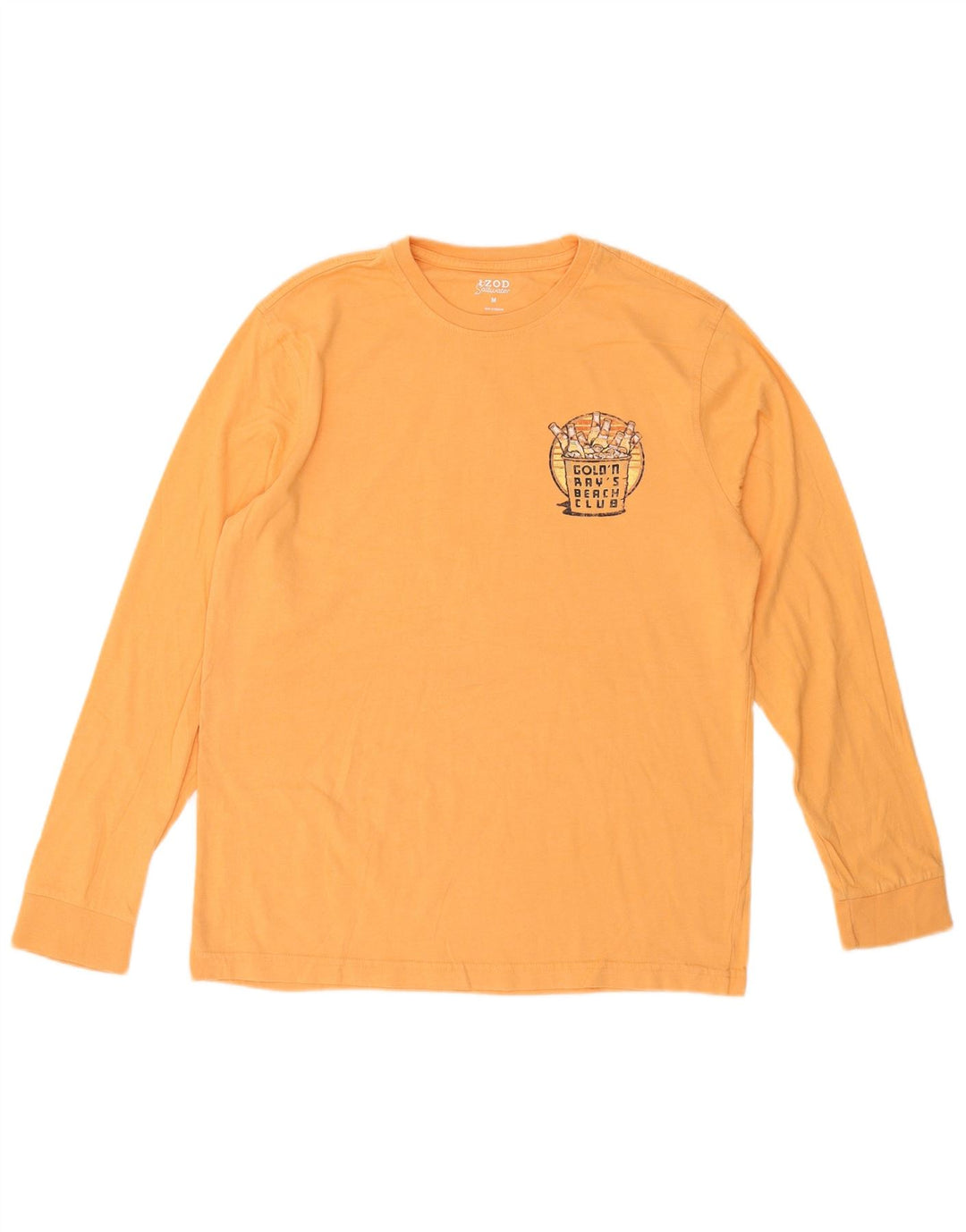 IZOD Mens Salt Water Graphic Top Long Sleeve Medium Orange Cotton