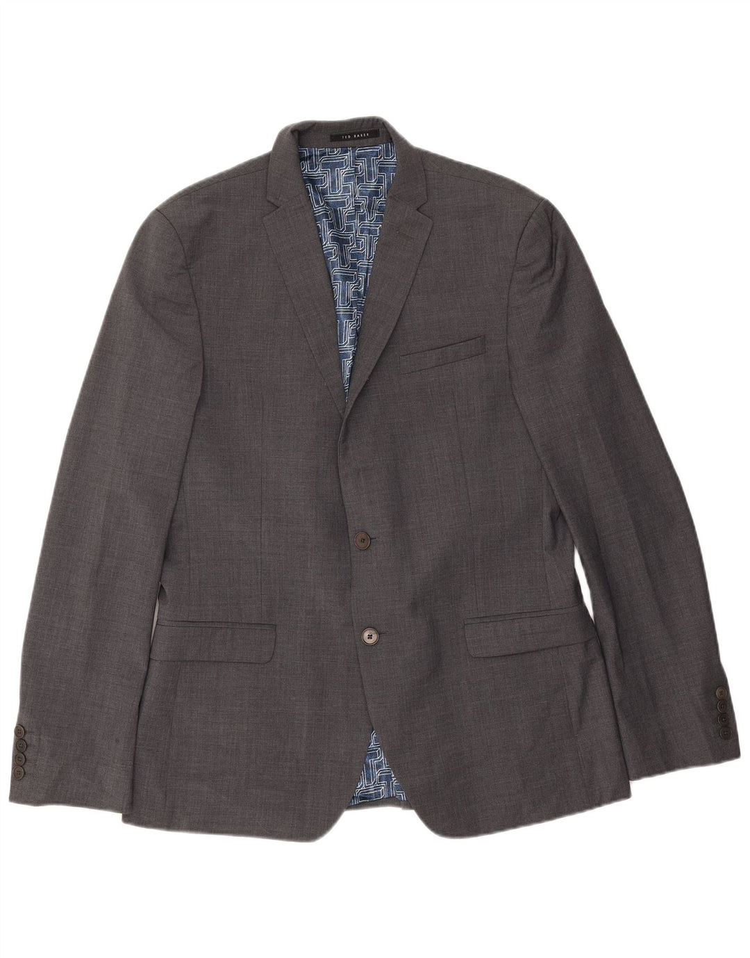 Мужской приталенный пиджак с 2 пуговицами Ted Baker UK 42 XL, серая шерсть