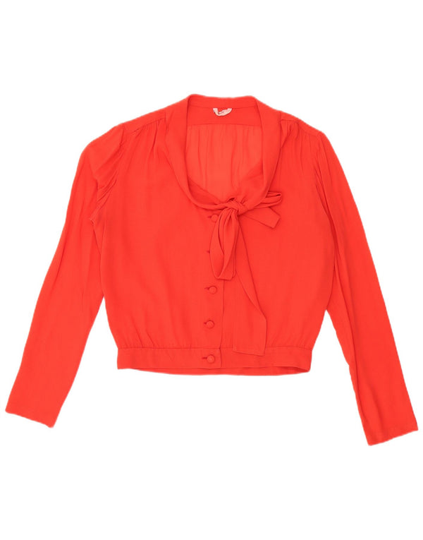 ВИНТАЖНАЯ женская прозрачная блузка-рубашка с завязкой спереди, Великобритания 16, большая красная