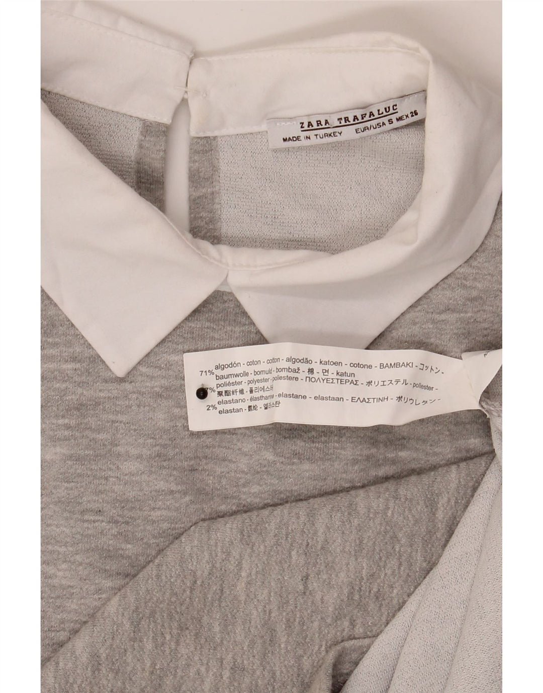 ZARA Womens 3/4 Sleeve Basic Dress UK 10 Small Grey Cotton Vintage Zara and Second-Hand Zara from Messina Hembry 