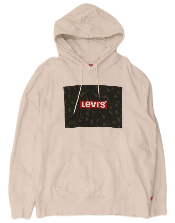 Женский джемпер с капюшоном Levi's UK 14, большой белый с животным принтом