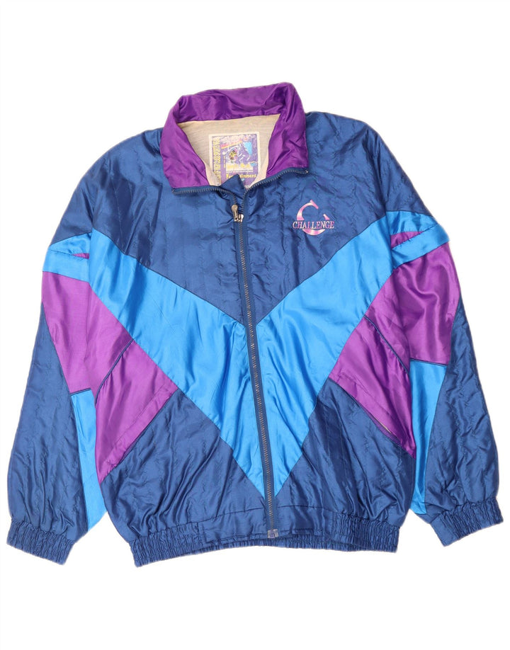 ВИНТАЖНЫЙ Мужской спортивный костюм свободного покроя, верхняя куртка, средний темно-синий, с цветными блоками