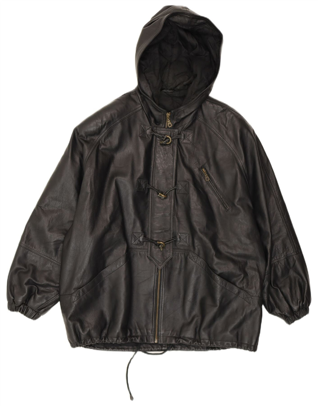 CONBIPEL Женская оверсайз-дафл куртка с капюшоном IT 42 Medium Black Leather