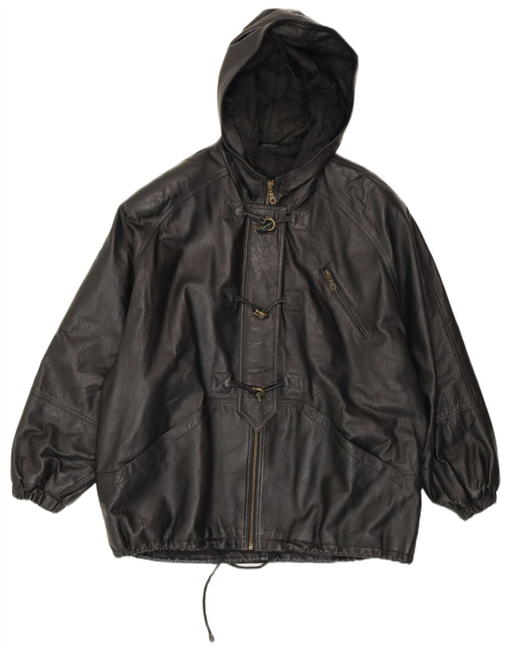 CONBIPEL Женская оверсайз-дафл куртка с капюшоном IT 42 Medium Black Leather