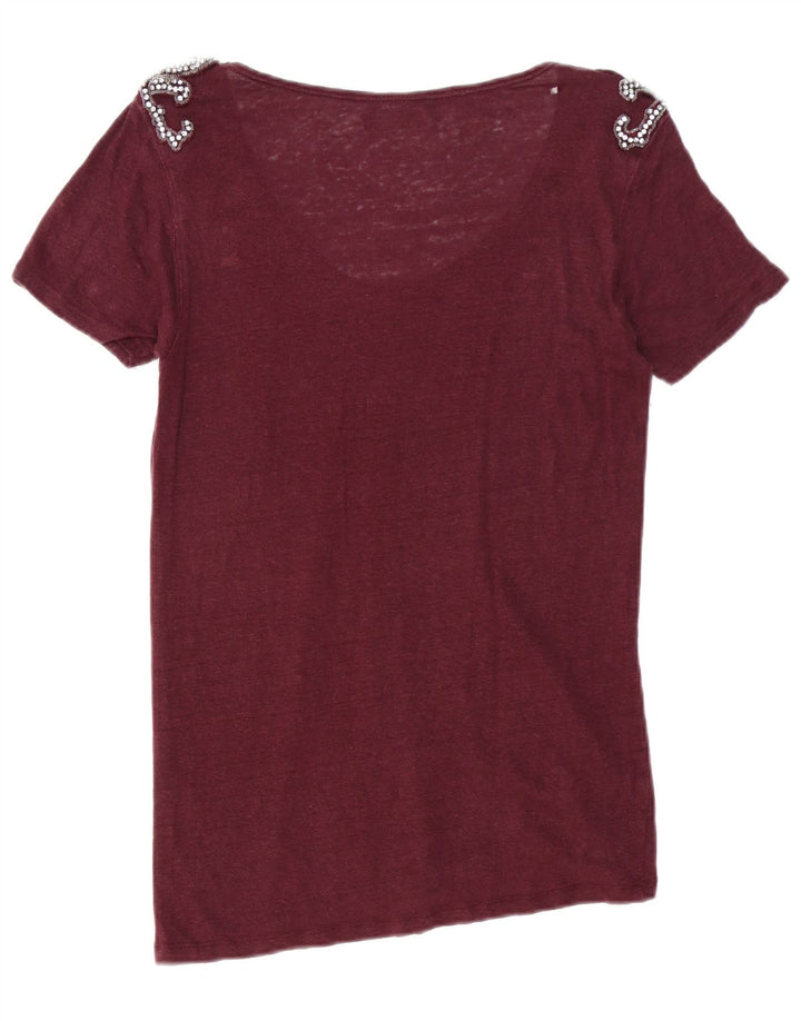 Женская футболка Zara Top UK 14 Medium Burgundy