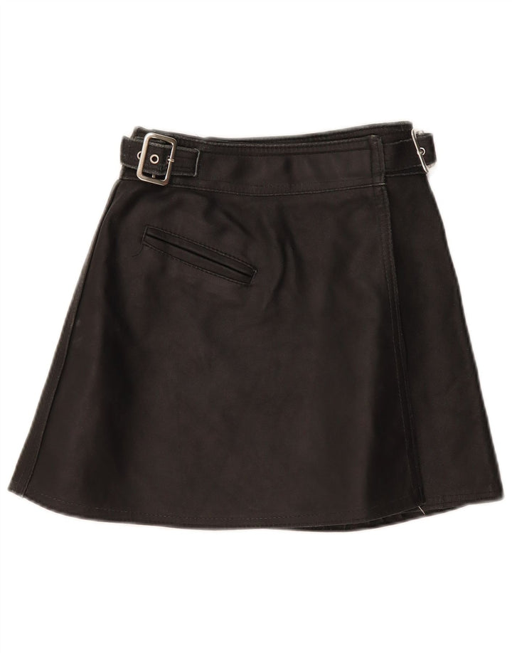 ВИНТАЖНАЯ Женская кожаная юбка с запахом W22 2XS Черная