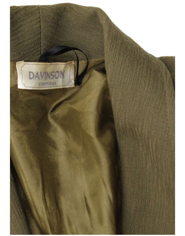 VINTAGE Womens 3/4 Sleeve Oversized Overcoat UK 22 3XL Khaki