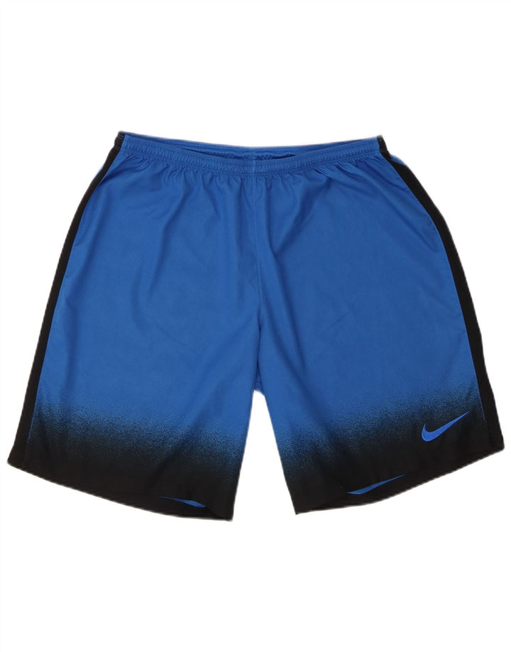 Мужские спортивные шорты Nike Dri Fit, большие синие, полиэстер с цветными блоками