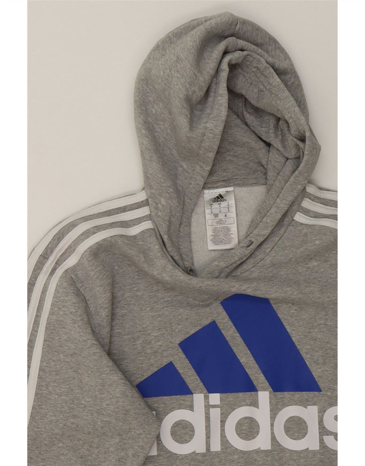 ADIDAS Mens Graphic Hoodie Jumper Small Grey Vintage Adidas and Second-Hand Adidas from Messina Hembry 