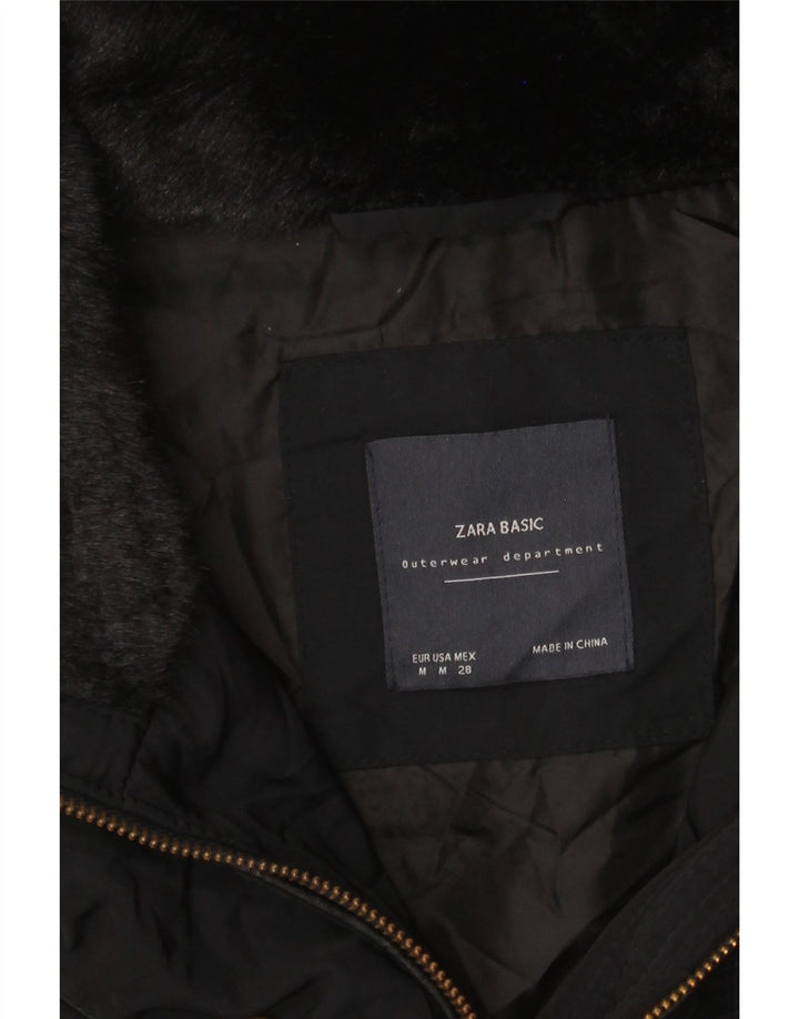 Женское стеганое пальто Zara UK 14, средний черный