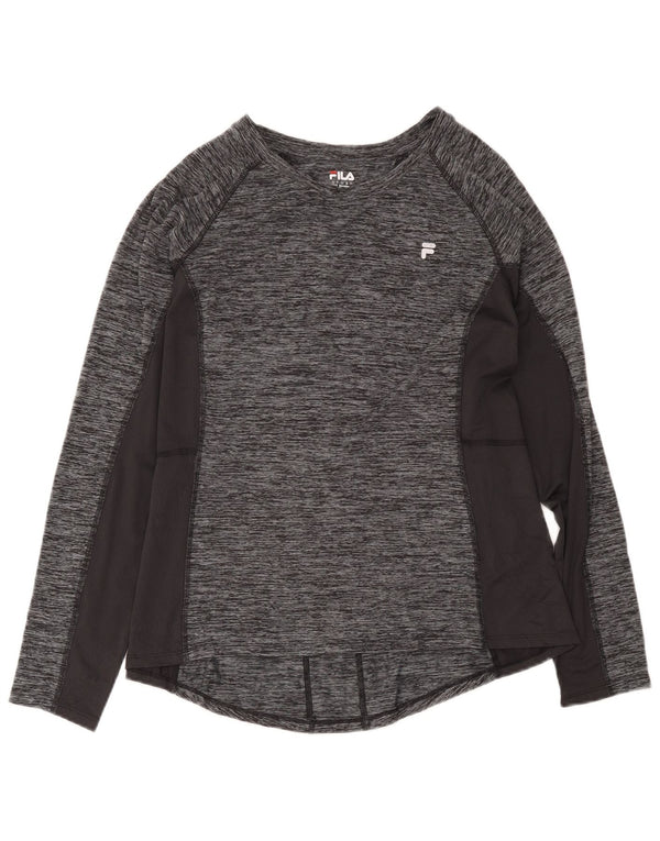 Fila Женский топ с длинным рукавом UK 20 2XL Серый полиэстер с крапинками Спортивный