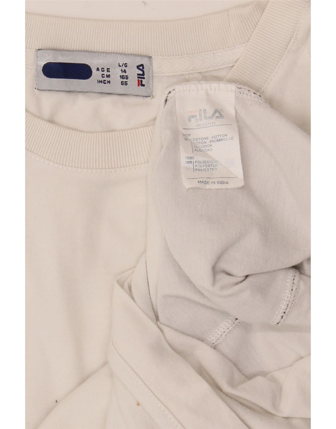 Футболка FILA для мальчиков, топ 13–14 лет, белый хлопок с цветными блоками