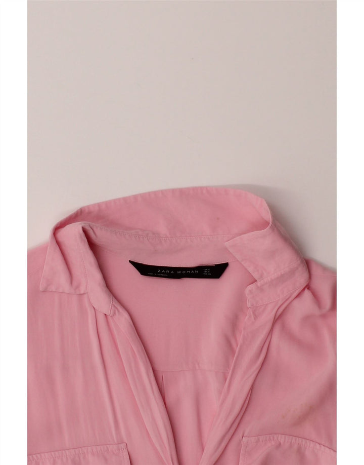 ZARA Womens Shirt UK 10 Small Pink Vintage Zara and Second-Hand Zara from Messina Hembry 