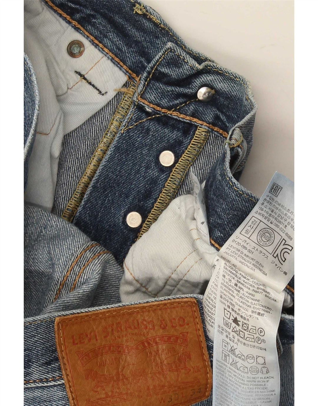 Мужские прямые джинсы Levi's 501 W30 L34 синие, хлопок