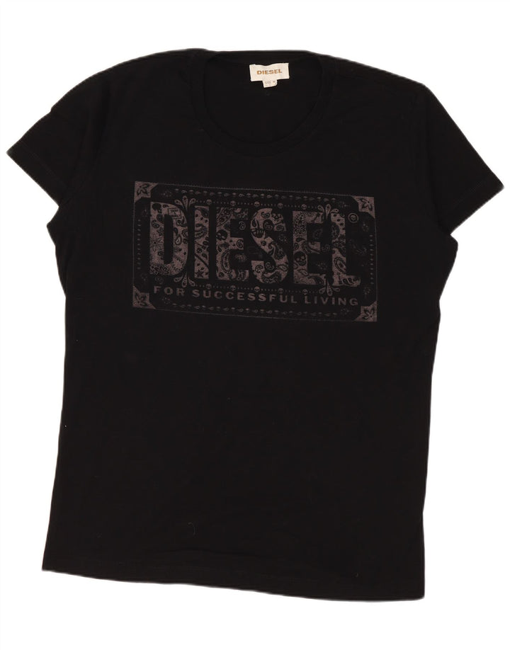 Мужская футболка с графическим рисунком DIESEL, хлопковая, среднего размера, черная