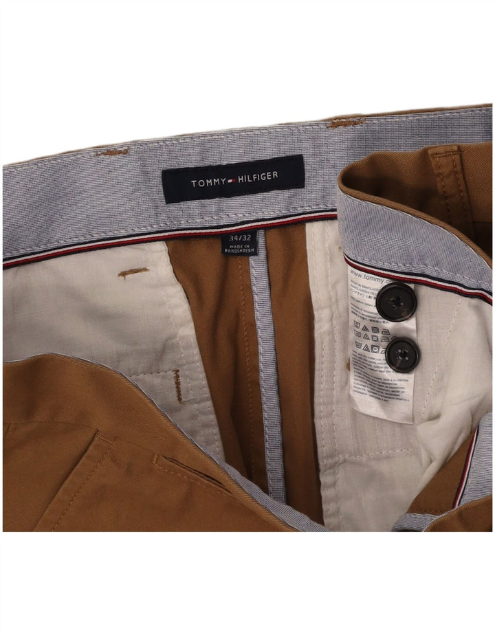 TOMMY HILFIGER Мужские прямые брюки чинос W34 L32 Коричневые хлопковые