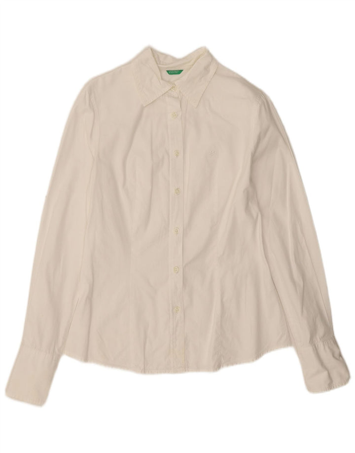 Женская рубашка Benetton UK 10, маленькая, белый хлопок
