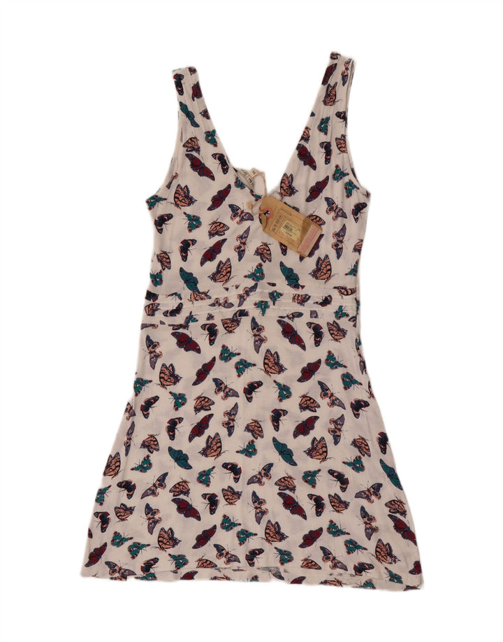Женский сарафан для толстого лица UK 14, средний белый, вискозная бабочка