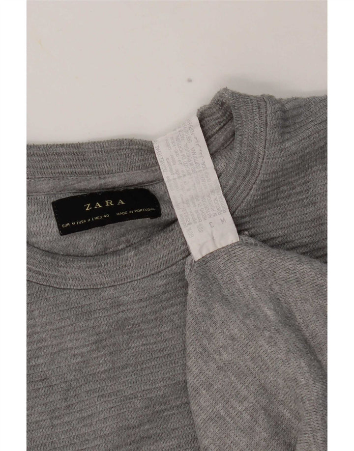 Мужской топ Zara с длинным рукавом, средний серый полиэстер