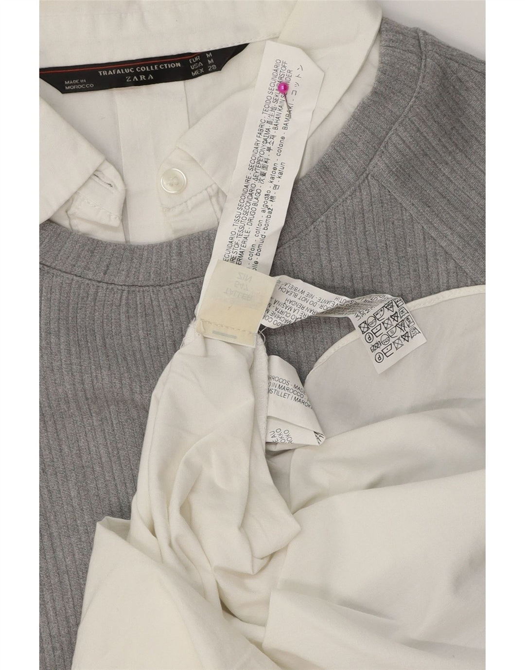 Женское платье прямого кроя Zara UK 14, хлопок среднего серого цвета с цветными блоками