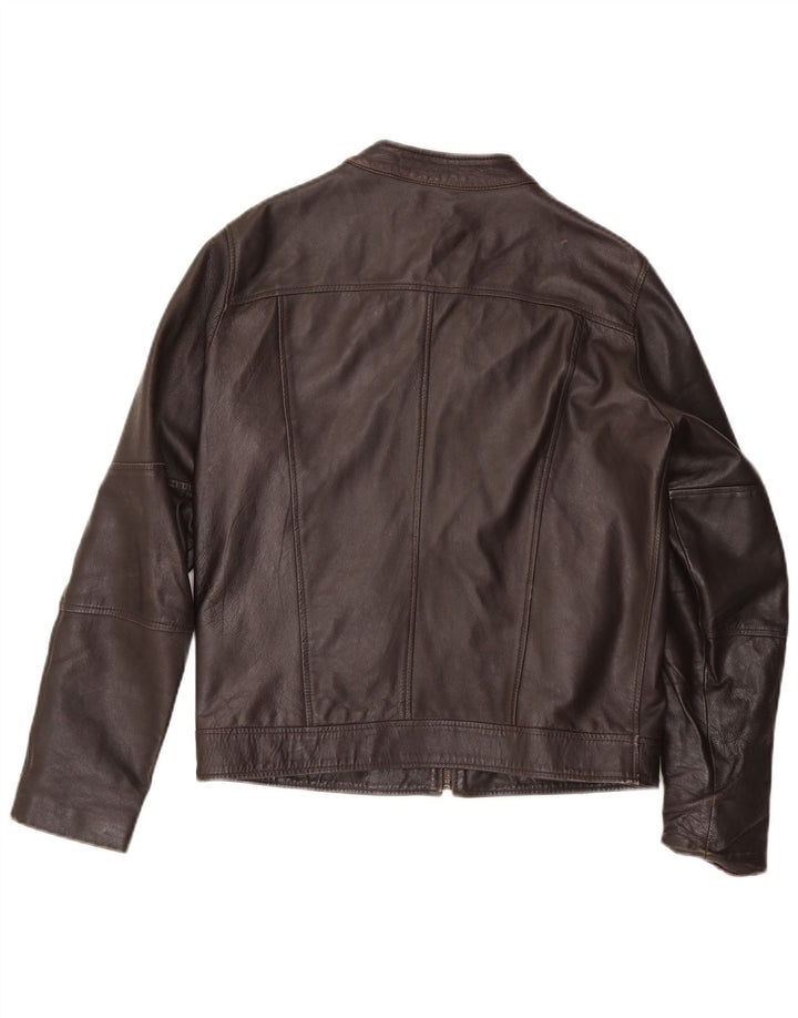 Винтажная мужская кожаная куртка UK 38 среднего коричневого цвета