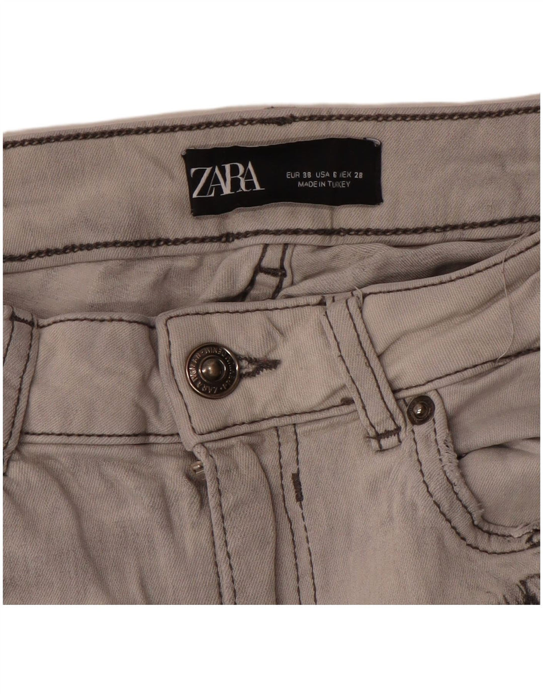 Женские узкие джинсы Zara EU 38 Small W28 L27 Серый тай-дай