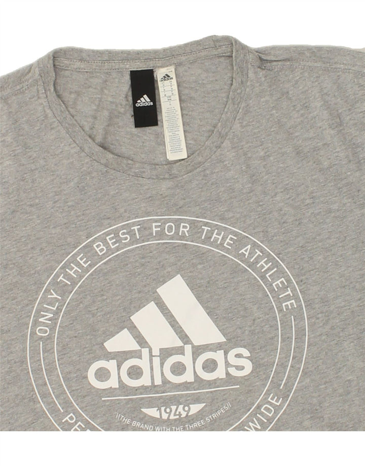 ADIDAS Mens Graphic T-Shirt Top Medium Grey Cotton Vintage Adidas and Second-Hand Adidas from Messina Hembry 