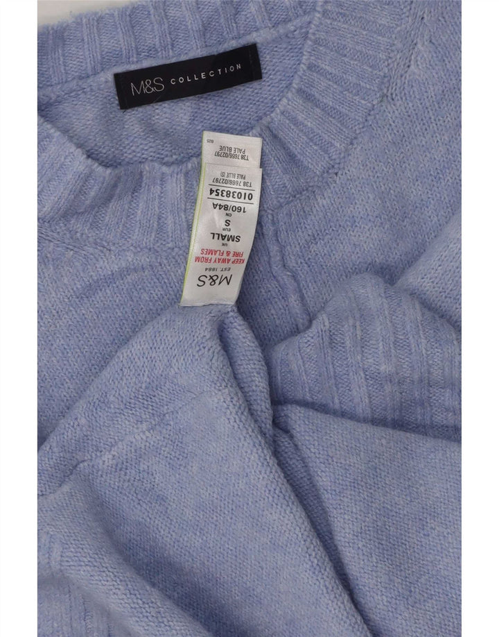Женский удлиненный джемпер с круглым вырезом Marks & Spencer, Великобритания, 10, маленький синий