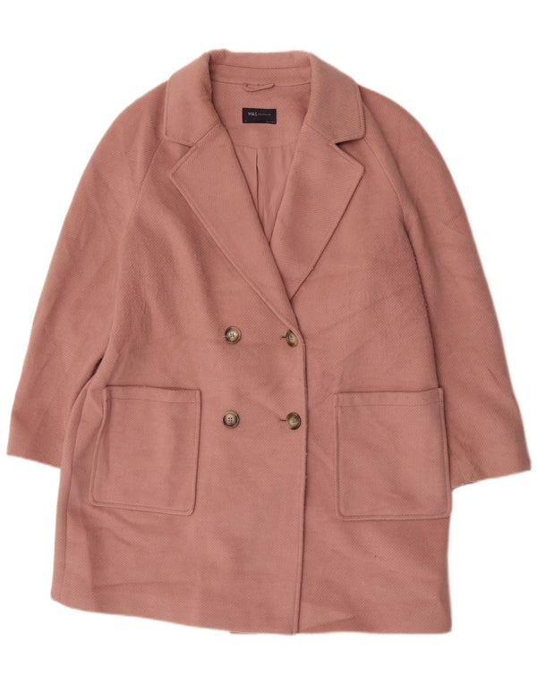 Женское двубортное пальто Marks & Spencer UK 18 XL розовое из полиэстера
