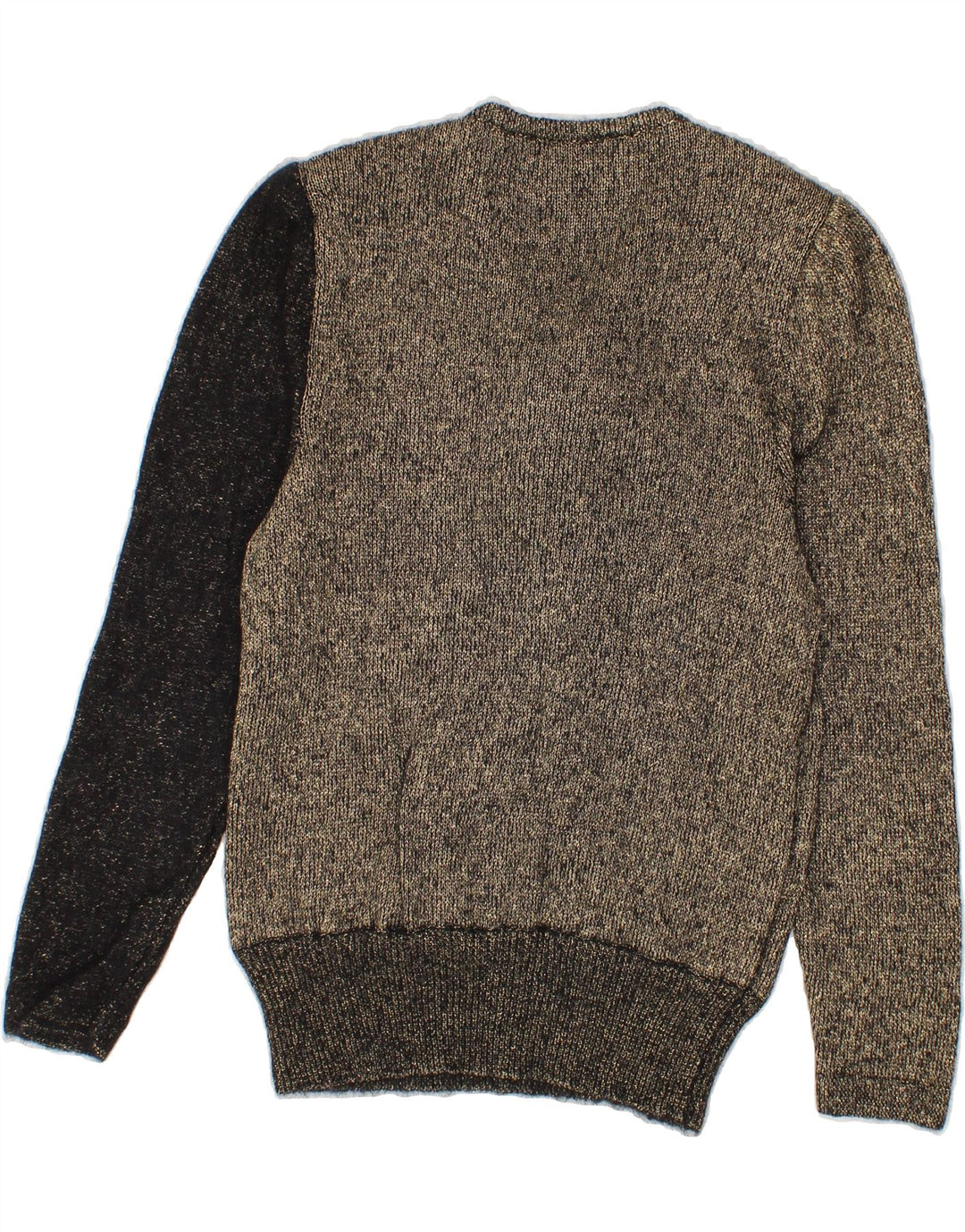 VINTAGE Womens V-Neck Jumper Sweater UK 12 Medium Grey Colourblock Vintage Vintage and Second-Hand Vintage from Messina Hembry 
