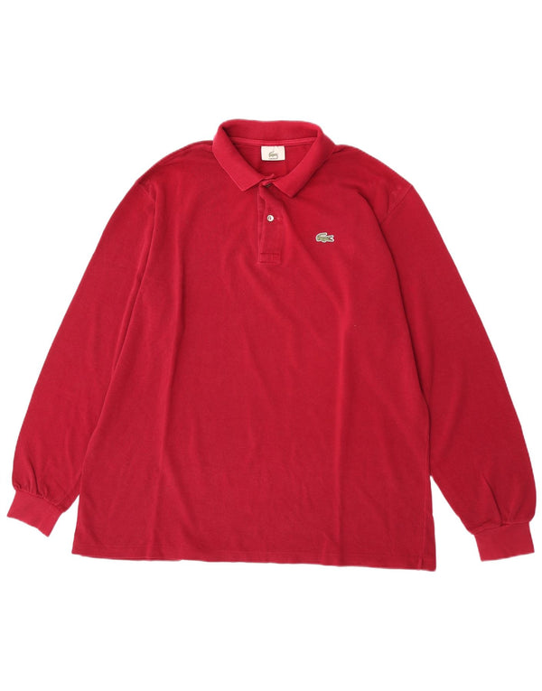 Мужская рубашка поло Lacoste с длинным рукавом, размер 7, 2XL, бордовый хлопок