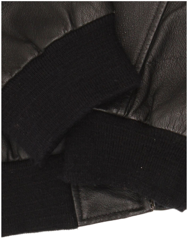 Мужская кожаная куртка-бомбер Henry Morell EU 48, средняя черная кожа