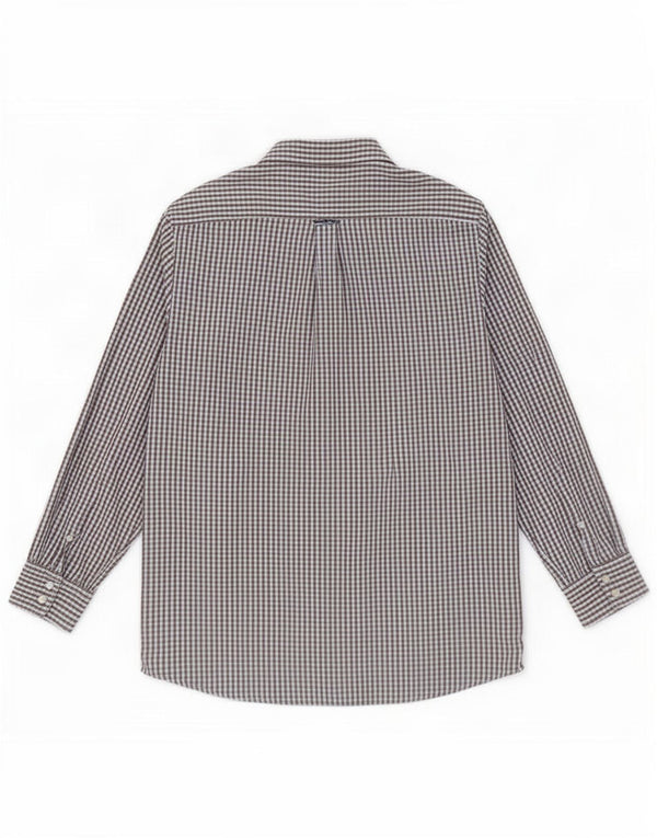 Crew Clothing Мужская рубашка по индивидуальному заказу XL коричневого цвета в мелкую клетку из хлопка