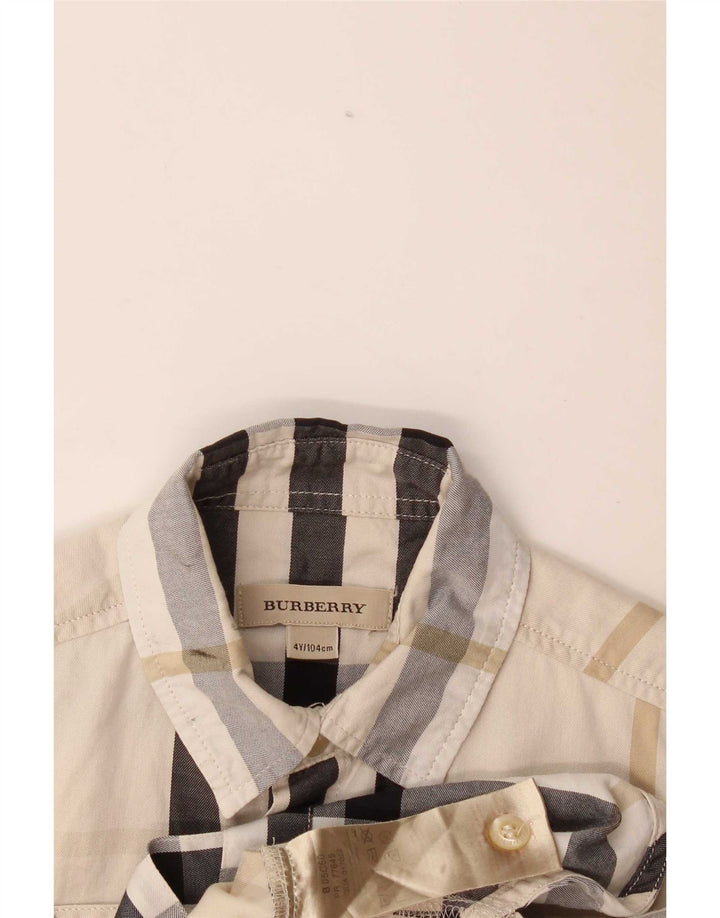 Рубашка с коротким рукавом Burberry для мальчиков 3-4 года Бежевая клетка