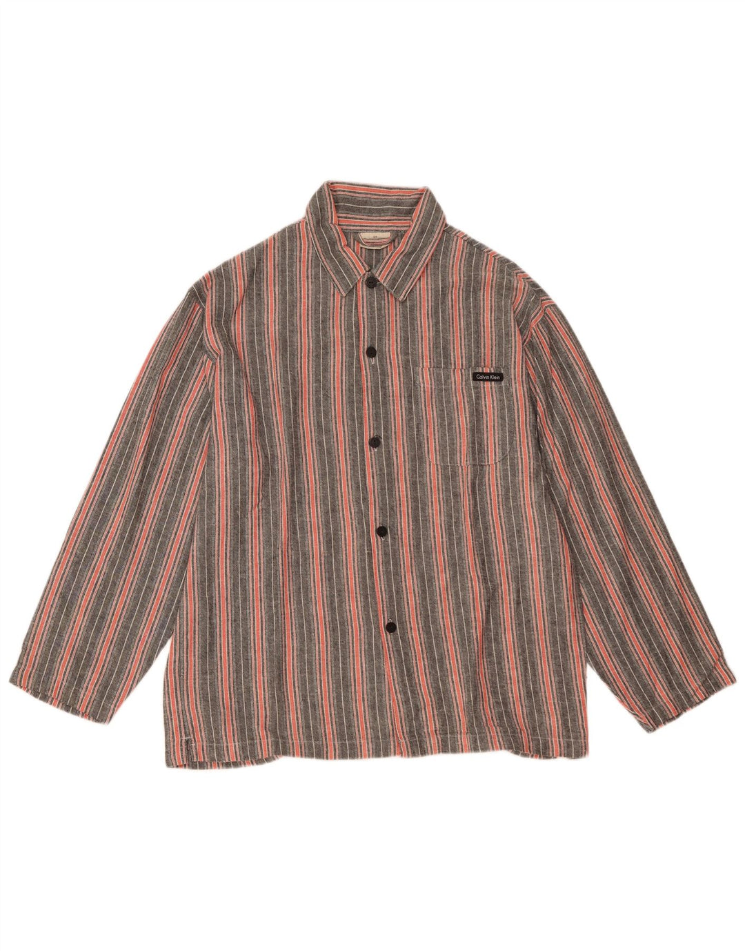 CALVIN KLEIN Мужская рубашка свободного кроя, маленькая серая полосатая хлопковая рубашка