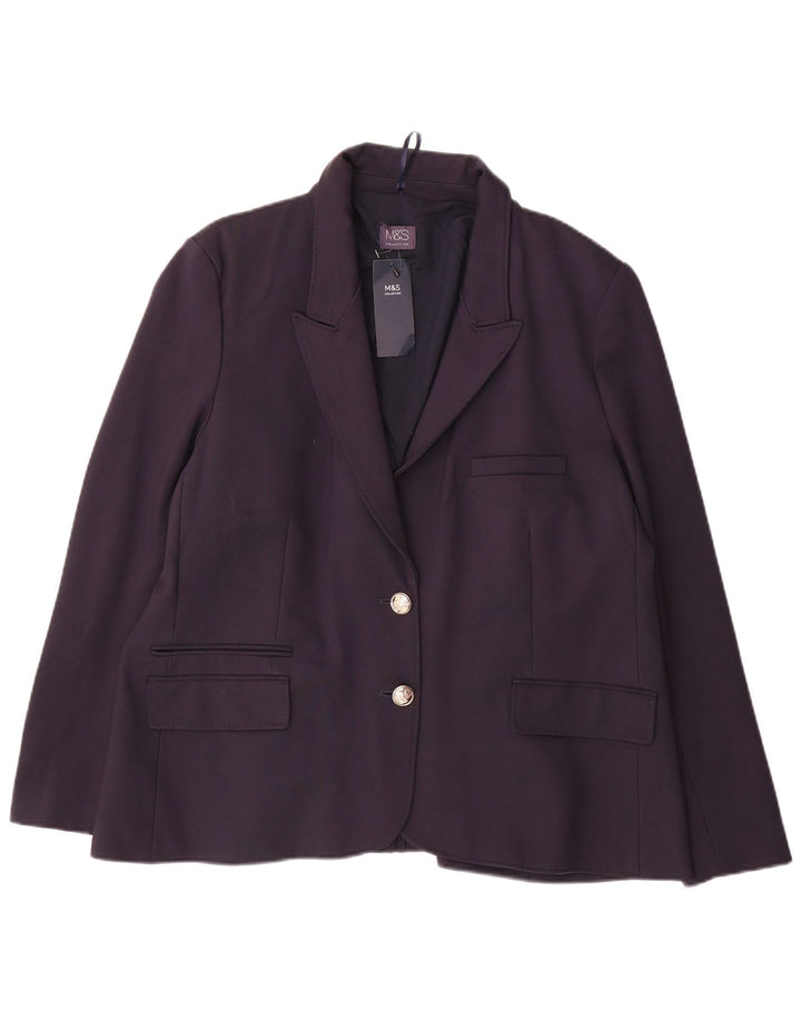 Женский пиджак на 2 пуговицах Marks & Spencer UK 22 3XL Темно-синий из вискозы
