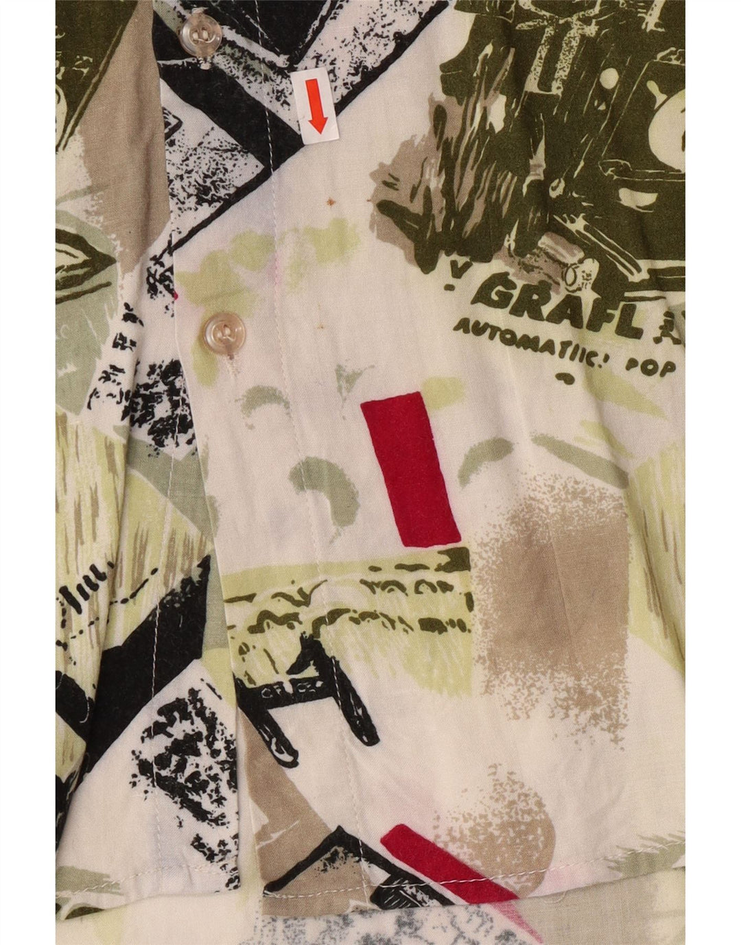 VINTAGE Mens Short Sleeve Shirt Large Green Patchwork Viscose