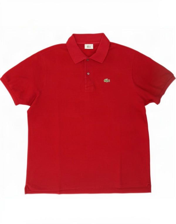Мужская рубашка-поло Lacoste, размер 7, 2XL, бордовый хлопок