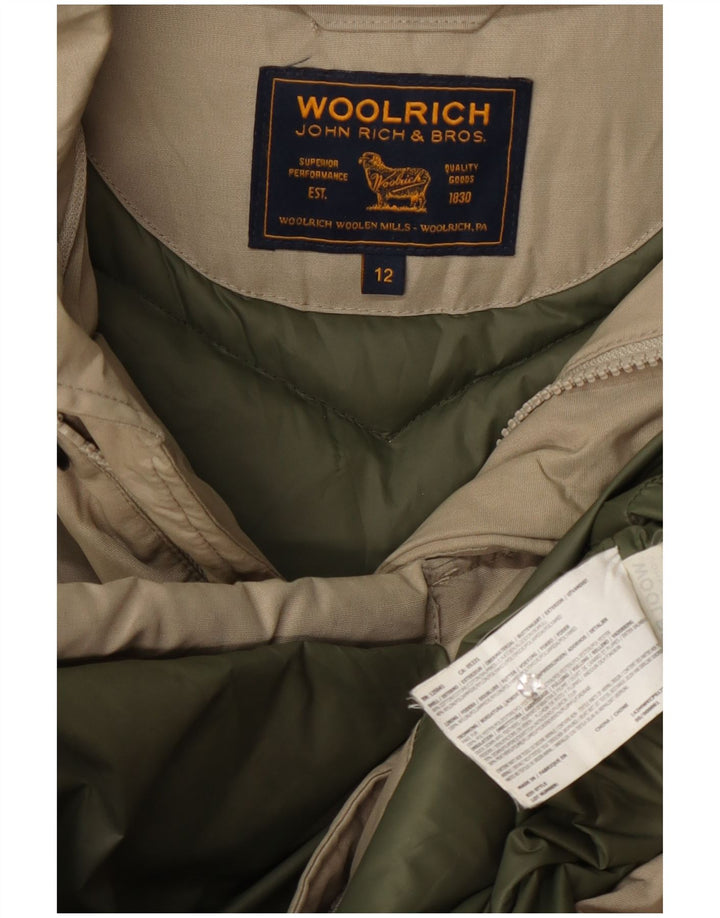 Утепленная куртка Woolrich для мальчиков с капюшоном, 11–12 лет, бежевый хлопок