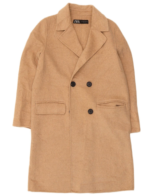 Женское пальто оверсайз Zara UK 6 XS, бежевое шерстяное