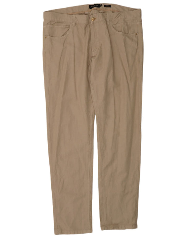 Мужские прямые повседневные брюки Massimo Dutti EU 50 2XL W40 L34 бежевые
