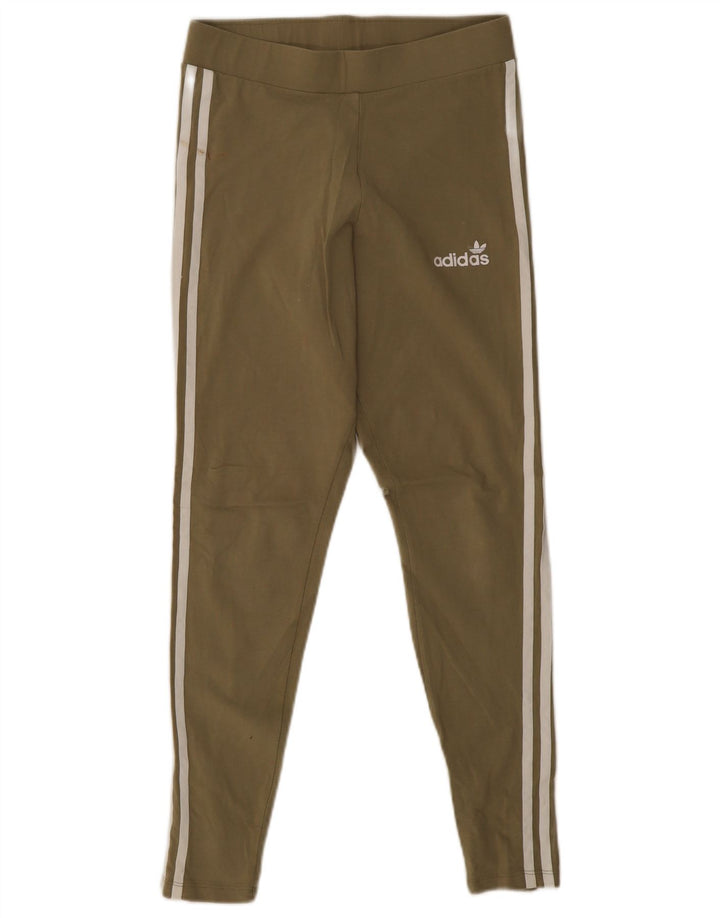 Женские леггинсы Adidas UK 12, хлопок среднего цвета хаки