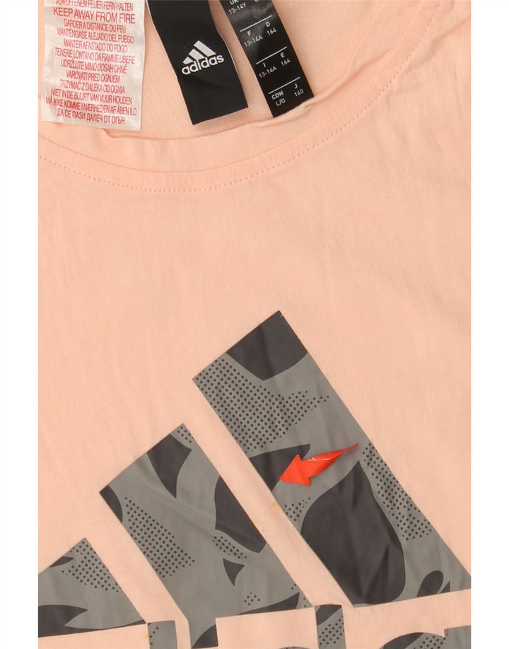 Футболка с рисунком ADIDAS для девочек, топ 13–14 лет, розовый хлопок