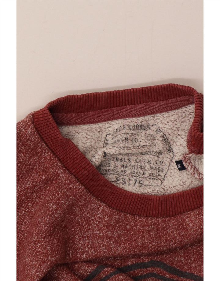 Мужской свитшот с рисунком Jack & Jones, средний бордовый хлопковый джемпер в крапинку