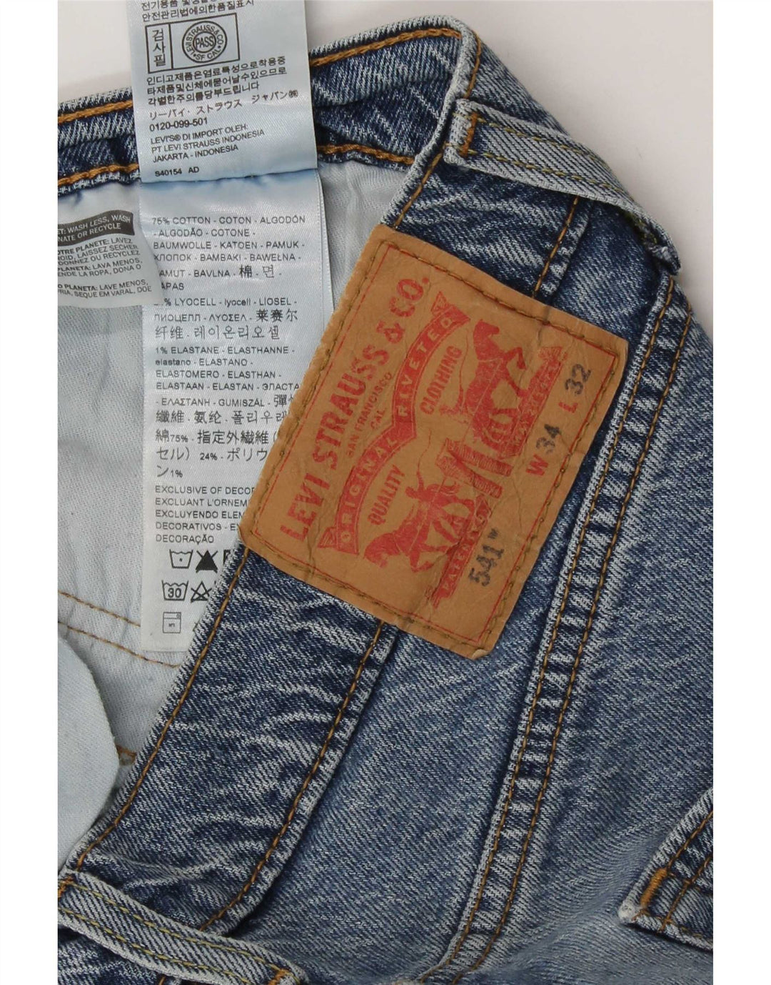 Мужские прямые джинсы Levi's 541 W34 L32 синие, хлопок