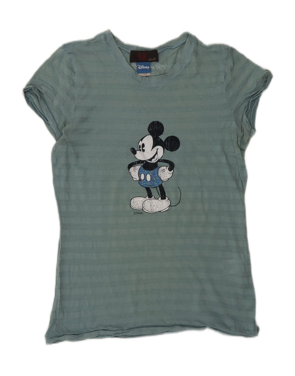 Liu Jo Womens Mickey Mouse Graphic T-Shirt Top UK 14 Large Green Striped