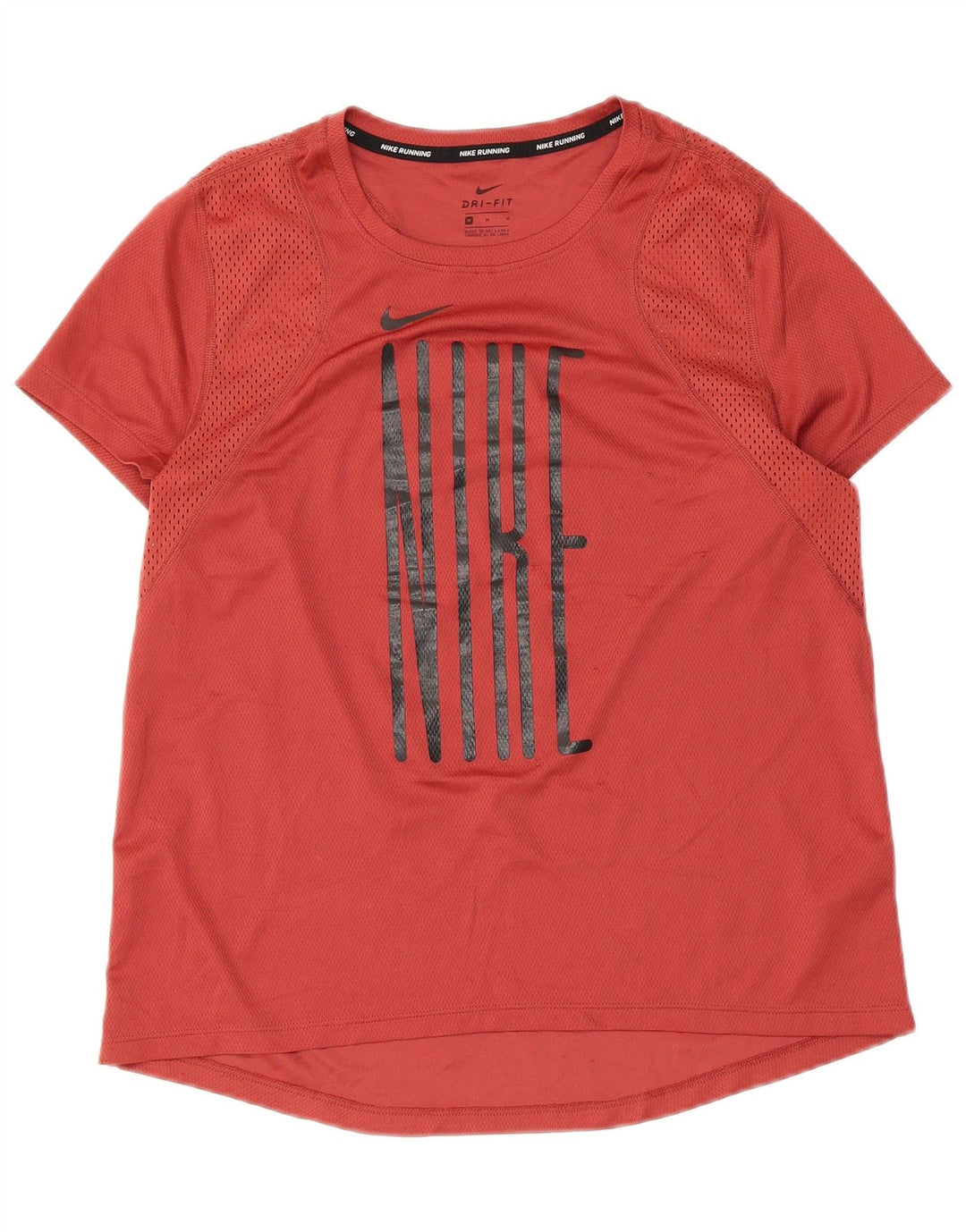 Женская футболка для бега с графическим рисунком Nike Dri Fit Top UK 12, средний красный полиэстер