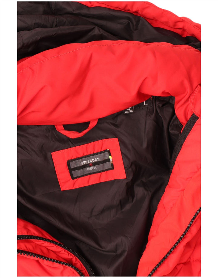 Мужская утепленная куртка с капюшоном Superdry UK 40, большой красный полиэстер
